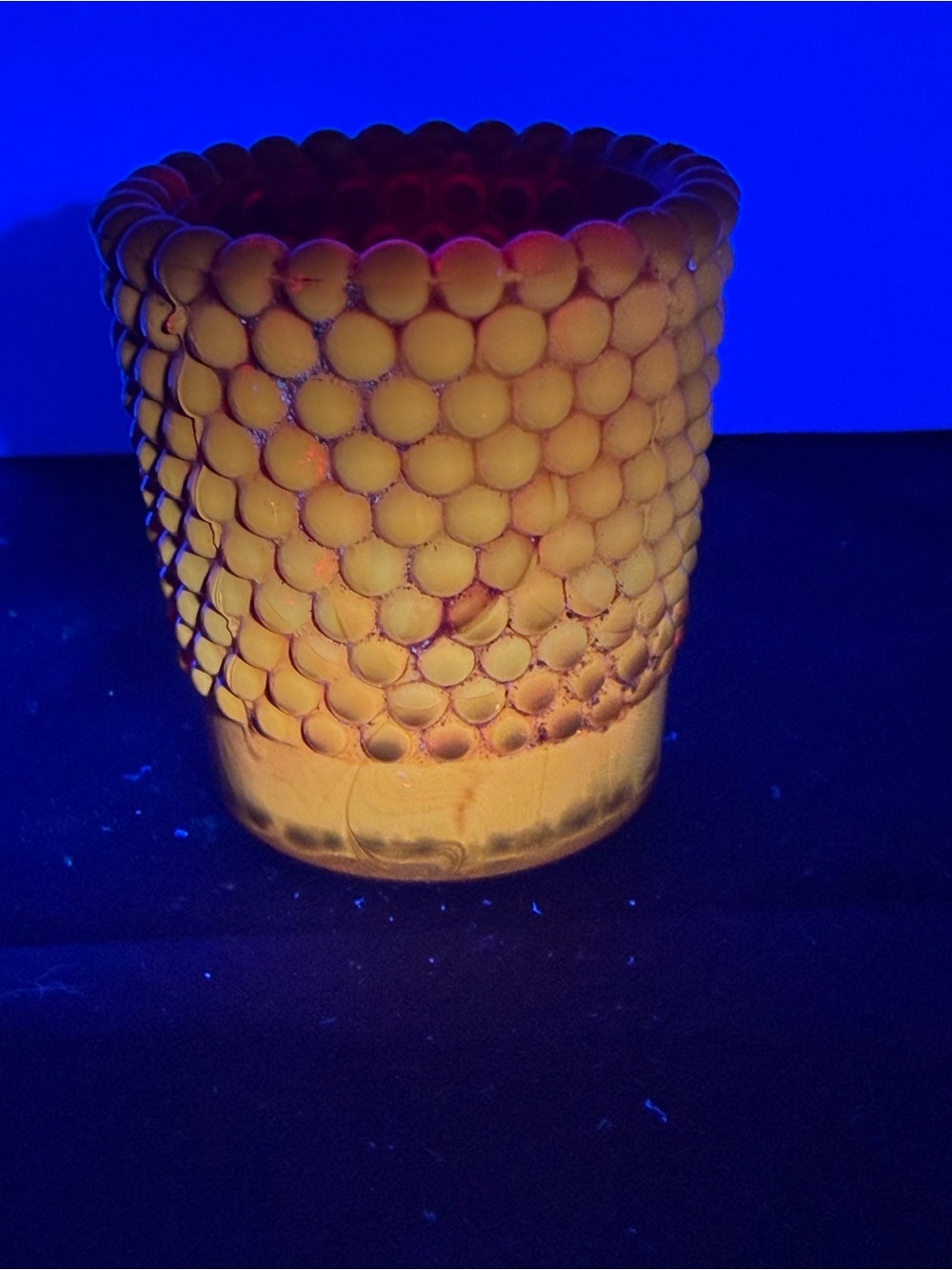 Vintage Ruby Red Hobnail Votive / Toothpick Holder – STUNNING CADMIUM GLOW!